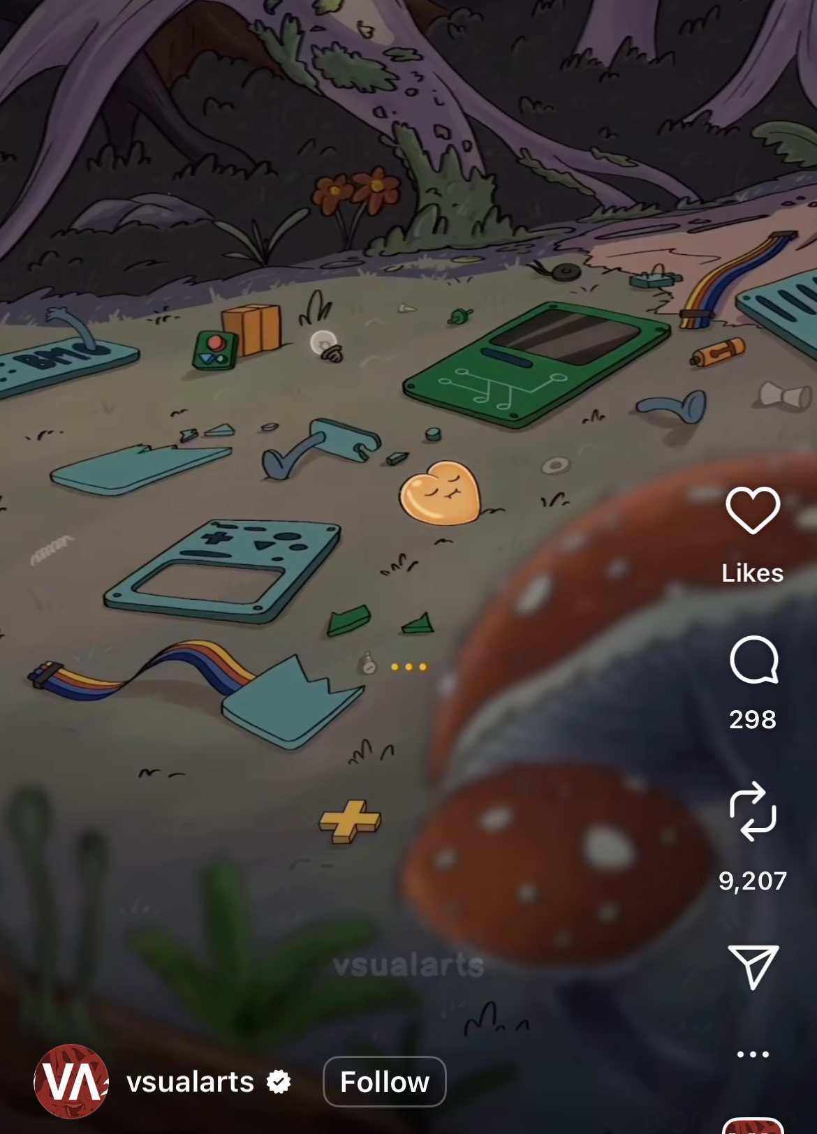 BMO lay exploded from the show Adventure Time: Distant Lands